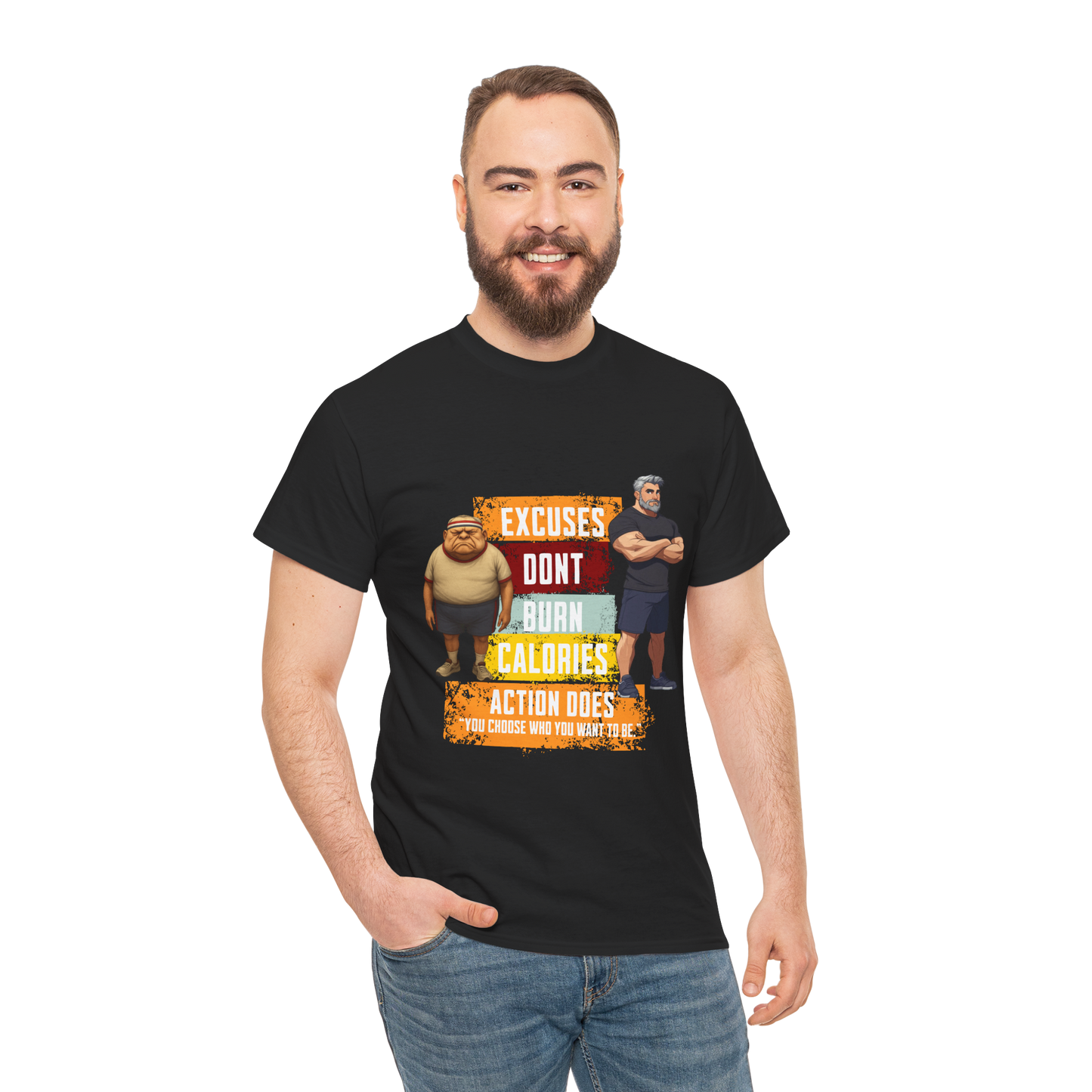 Excuses Don’t Burn Calories T-Shirt – Funny Fitness Tee – Motivational Gym Shirt for Men – Workout Gift Idea